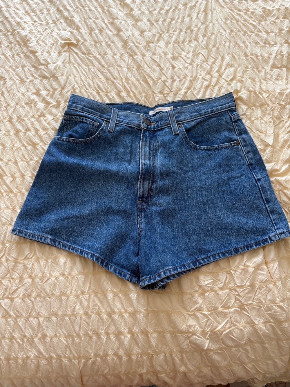 Levi's Dark Blue High-Rise Mom Shorts